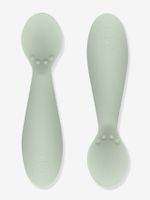 Siliconen set van 2 EZPZ Tiny spoon voor peuters amandelgroen