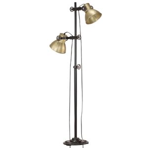 The Living Store Vloerlamp Industrieel - Zwart en Messing - 28 x 160 cm - E27 fitting - Max - 25 W - 2 lampenkappen -