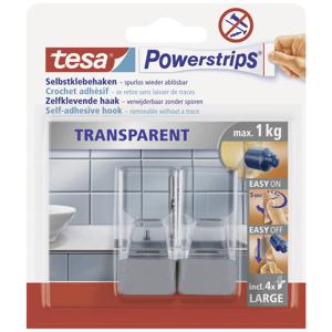 tesa POWERSTRIPS® Zelfklevende haak Large Transparant, Chroom Inhoud: 2 stuk(s)