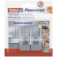 tesa POWERSTRIPS® Zelfklevende haak Large Transparant, Chroom Inhoud: 2 stuk(s) - thumbnail