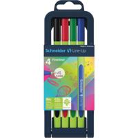 Schneider fineliner Line-Up, etui van 4 stuks in geassorteerde kleuren
