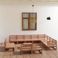 13-delige Loungeset massief grenenhout honingbruin