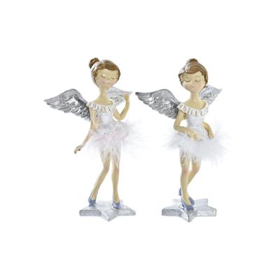 Kerstversiering DKD Home Decor Hars Engel (11 x 9 x 17 cm) (2 Stuks)