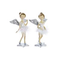 Kerstversiering DKD Home Decor Hars Engel (11 x 9 x 17 cm) (2 Stuks)