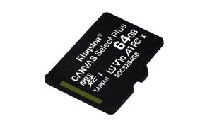Kingston Technology 64GB micSDXC Canvas Select Plus 100R A1 C10 kaart + ADP
