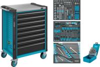 HAZET Gereedschapwagen - Assistent 179NX - assortiment 179NX-8/228 - 228-delig - Laden, ondiep: 7× 81 x 522 x 398 mm - Laden, diep: 1× 166 x 522 x 398