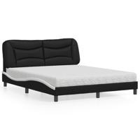 Bed met matras "Hvar" kunstleer zwart en wit 160x200 cm