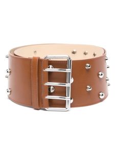 Blumarine ceinture en cuir à détails de clous pointus - Marron