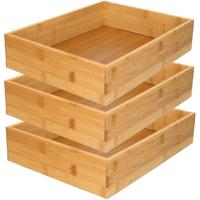Gerimport Kast/lade sorteer organizer - 3x stuks - bamboe hout - bakje - 32 x 24 x 7 cm