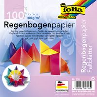 Vouwblaadjes Folia Regenboog 15x15cm assorti pak ÃƒÆ' 100 vel