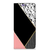 Samsung Galaxy A22 4G | M22 Stand Case Zwart Roze Vormen - thumbnail