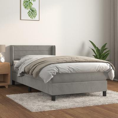 Boxspring met matras fluweel lichtgrijs 90x190 cm