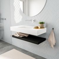 Mondiaz Alan badmeubel 100 cm solid suface planchet urban vrijhangend wastafel midden zonder kraangat wit