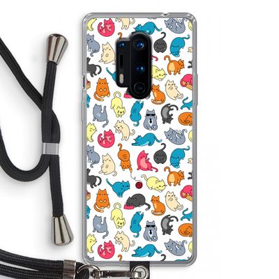 Kleurrijke katten: OnePlus 8 Pro Transparant Hoesje met koord
