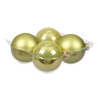 Othmar Decorations grote kerstballen - 4x st - pistache groen - 10 cm - glas   - - thumbnail
