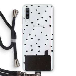 Kleine kattenkopjes: Samsung Galaxy A70 Transparant Hoesje met koord