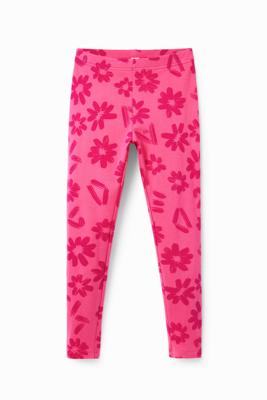 Lange legging met bloemen - RED - XL