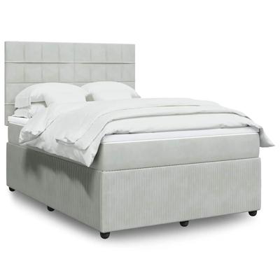 Boxspring met matras fluweel lichtgrijs 140x190 cm