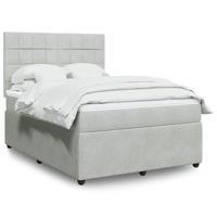 Boxspring met matras fluweel lichtgrijs 140x190 cm