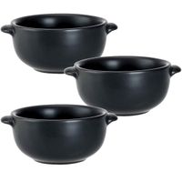 Set van 6x stuks kleine tapas/amuse soepkommetjes zwart van porselein 10 cm rond