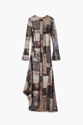 Soepelvallende jurk met dierenprint - BROWN - L