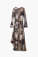 Soepelvallende jurk met dierenprint - BROWN - L