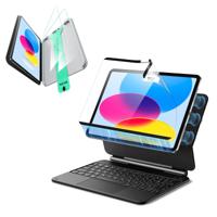 iPad 11" (A16, 2025) Rebound Magnetic Keyboard Case and Paper-Feel Screen Protector Bundle-US Layout-Black