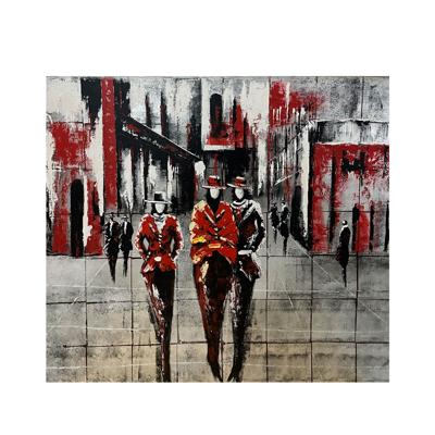 Canvas Schilderij Mondiart mensen rood zilver
