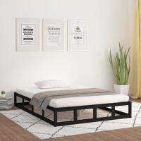 Bedframe massief hout zwart 140x190 cm