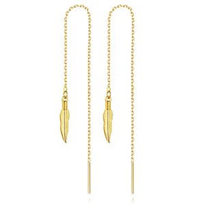 Ketting Oorhangers Dames met Blad goudkleurig van Edelstaal