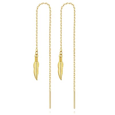 Ketting Oorhangers Dames met Blad goudkleurig van Edelstaal