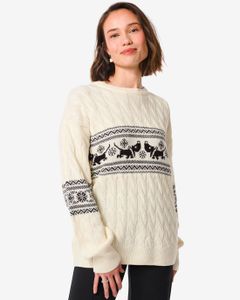 HEMA Takkie Gebreide Kersttrui Voor Volwassenen Gebroken Wit (gebroken wit)