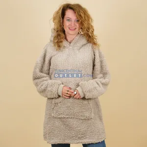 Oversized Teddy Hoodie Chateau Grey Beige Unique Living