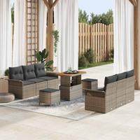 Tuinbankenset met kussen 9 pcs Grijs poly rattan