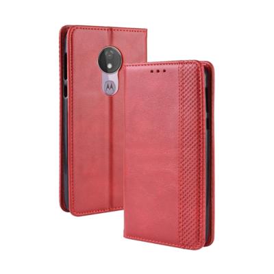 Magnetische Buckle retro textuur horizontale Flip lederen case voor Motorola Moto G7 Power (EU-versie) met houder & kaartsleuven & portemonnee (rood)