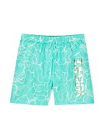 Versace Kids short de bain Medusa à logo imprimé - Bleu