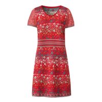 Gebloemde jacquard-gebreide jurk van bio-katoen, rood-motief Maat: 44/46 - thumbnail