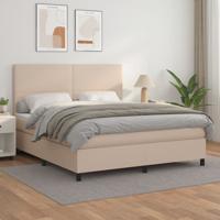 Boxspring met matras kunstleer cappuccinokleurig 180x200 cm