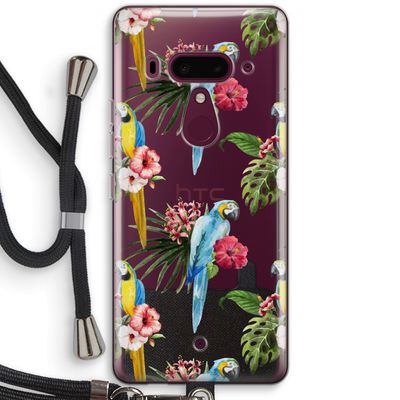 Kleurrijke papegaaien: HTC U12+ Transparant Hoesje met koord