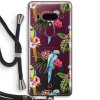 Kleurrijke papegaaien: HTC U12+ Transparant Hoesje met koord