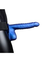 Ribbed Hollow Strap-on with Balls - 8&apos;&apos; / 21 cm - Met Blue