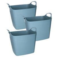 Flexibele emmer - 3x - blauw - 15 liter - kunststof - vierkant - 30 x 29 cm