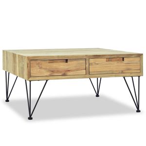 The Living Store Koloniale Salontafel - Gerecycled teakhout - 80x80x40cm - 2 lades