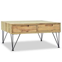 The Living Store Koloniale Salontafel - Gerecycled teakhout - 80x80x40cm - 2 lades - thumbnail