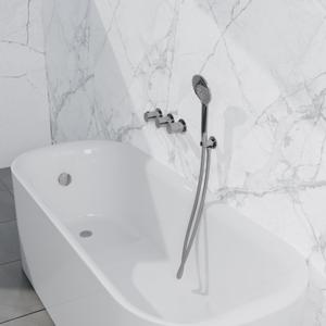 Fortifura Nebbio Badcombinatie-set - thermostaatkraan - inbouwdeel - inbouw uitbreiding - wandaansluitbocht - metalen doucheslang - ronde handdouche - badafvoer opbouw - chroom SW1183064 SW1183076 SW1183077 SW542643 SW767373 SW