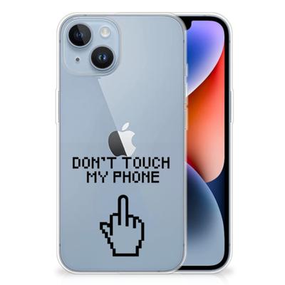 Apple iPhone 14 Silicone-hoesje Finger Don't Touch My Phone Apple iPhone 14 Silicone-hoesje Finger Don't Touch My Phone