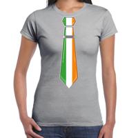 Verkleed T-shirt voor dames - stropdas Ierland - grijs - supporter - themafeest - thumbnail