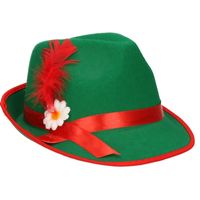 Groene/rode bierfeest/oktoberfest hoed verkleed accessoire voor dames/heren   - - thumbnail