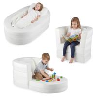 3-In-1 Slaapbank voor Kinderen Alles-in-Eén Opvouwbaar Bed voor Peuters met Wasbare Hoezen met Ritssluiting Schuimvulling Wit