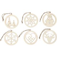 Creativ Company Kerstornamenten, d 8 cm, dikte 0,3 cm, 6 stuk/ 1 doos